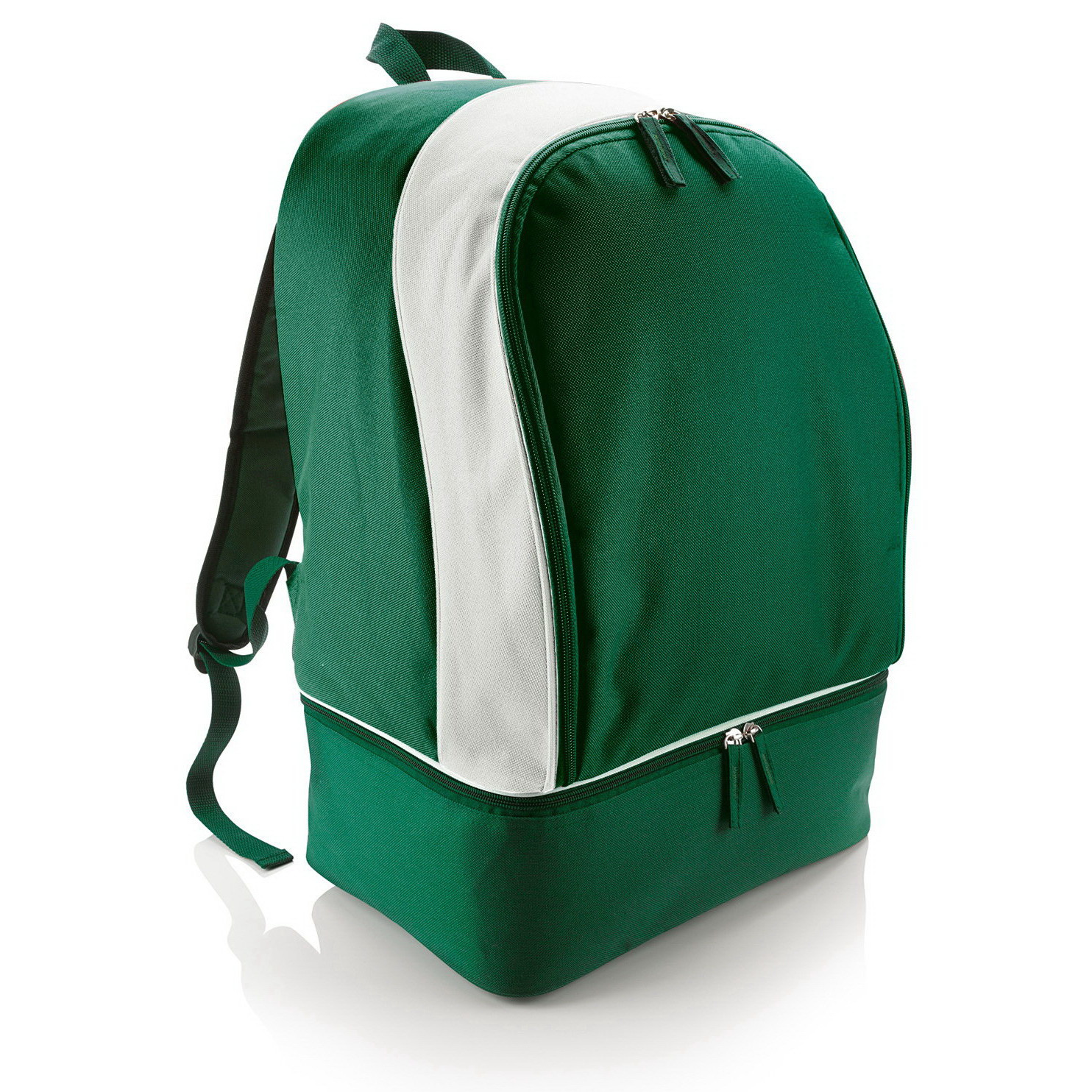 Borsa sportiva verde con zip e fondo per scarpe