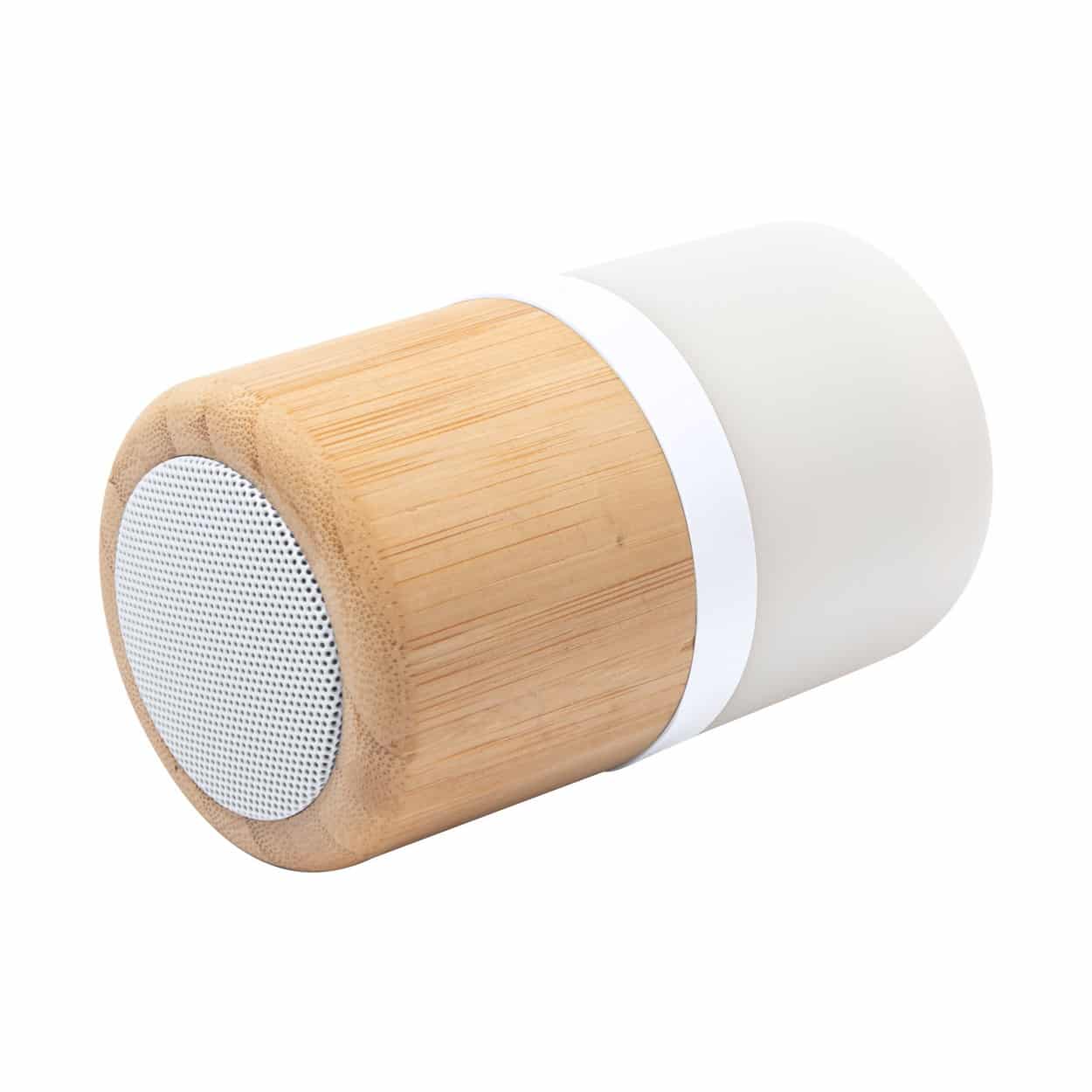 Speaker bluetooth in bamboo e plastica con luce led