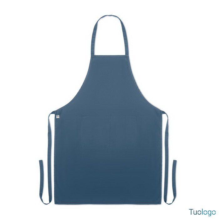 Grembiule blu con doppia tasca frontale