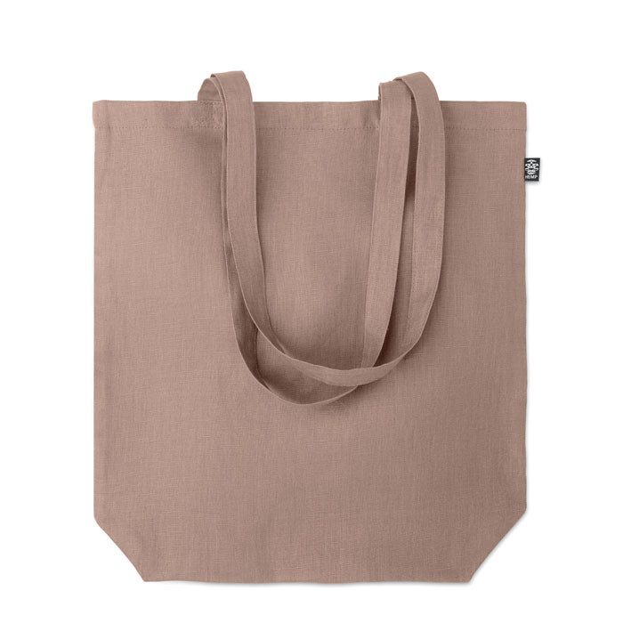 Shopper beige in canapa con manici lunghi