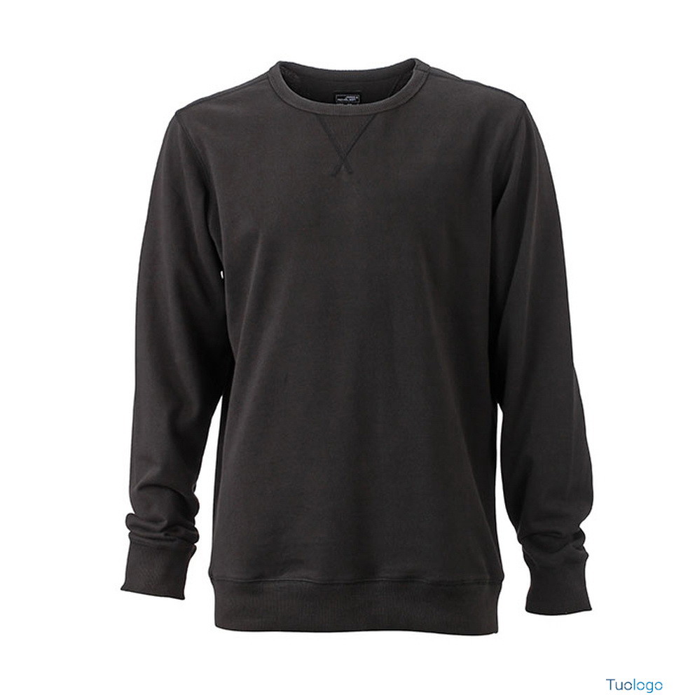 Felpa marrone in cotone con cucitura sul girocollo