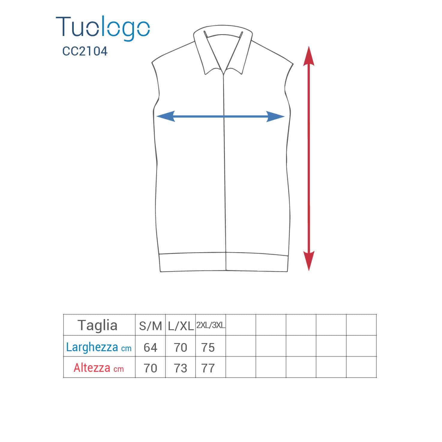Tabella taglia altezza e larghezza