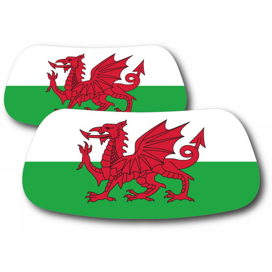 Due sticker adesivi facciali della bandiera del Galles