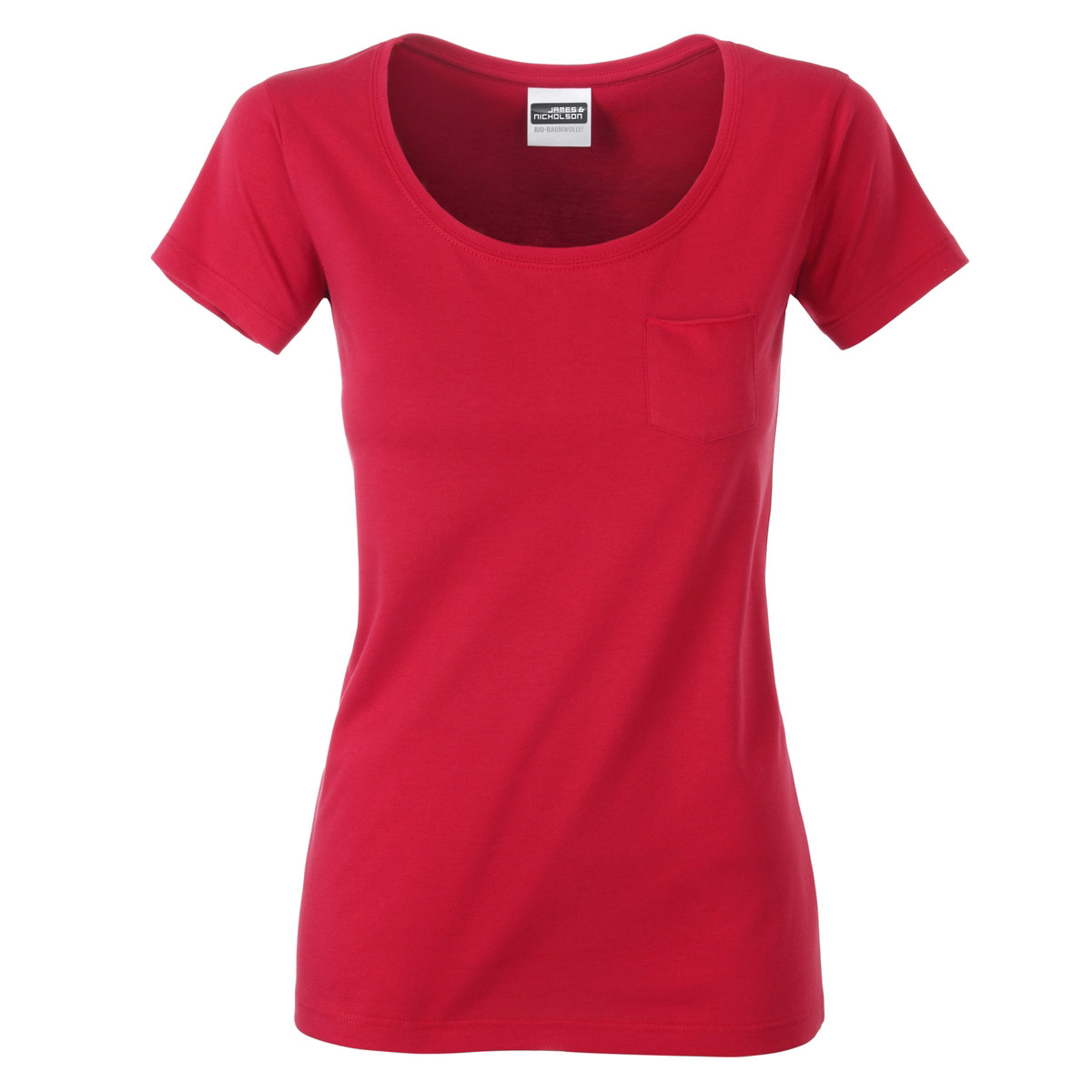 Tshirt donna manica corta rossa con taschino laterale