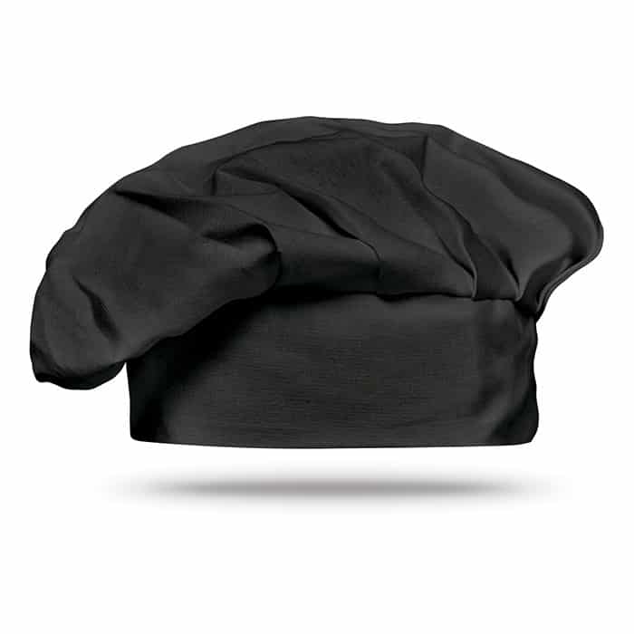Cappello da cuoco in cotone nero con chiusura in velcro