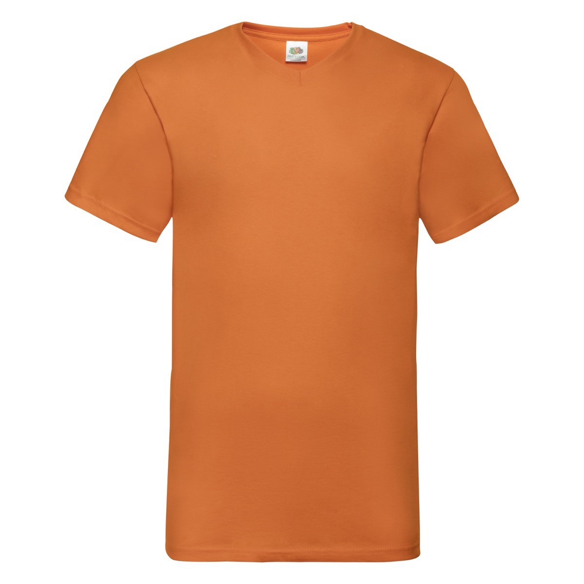 Tshirt in cotone manica corta e scollo a V alto di colore arancione