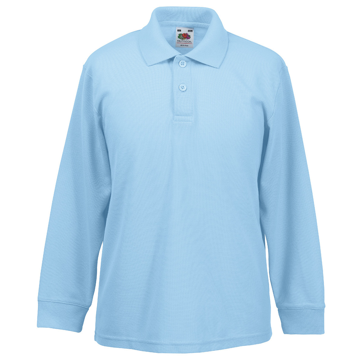 Polo bimbo a manica lunga colore azzurro con bottoni