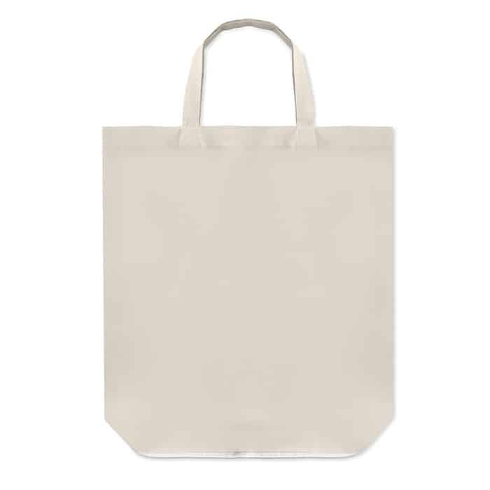 Shopper in cotone naturale bianco con manici corti