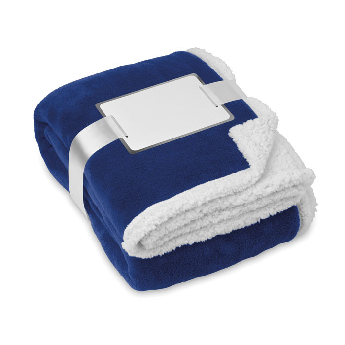 Coperta blu in pile con strato reversibile in sherpa