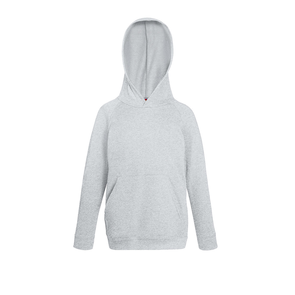 Felpa da bambino grigia con cappuccio e tasche a marsupio sul fronte