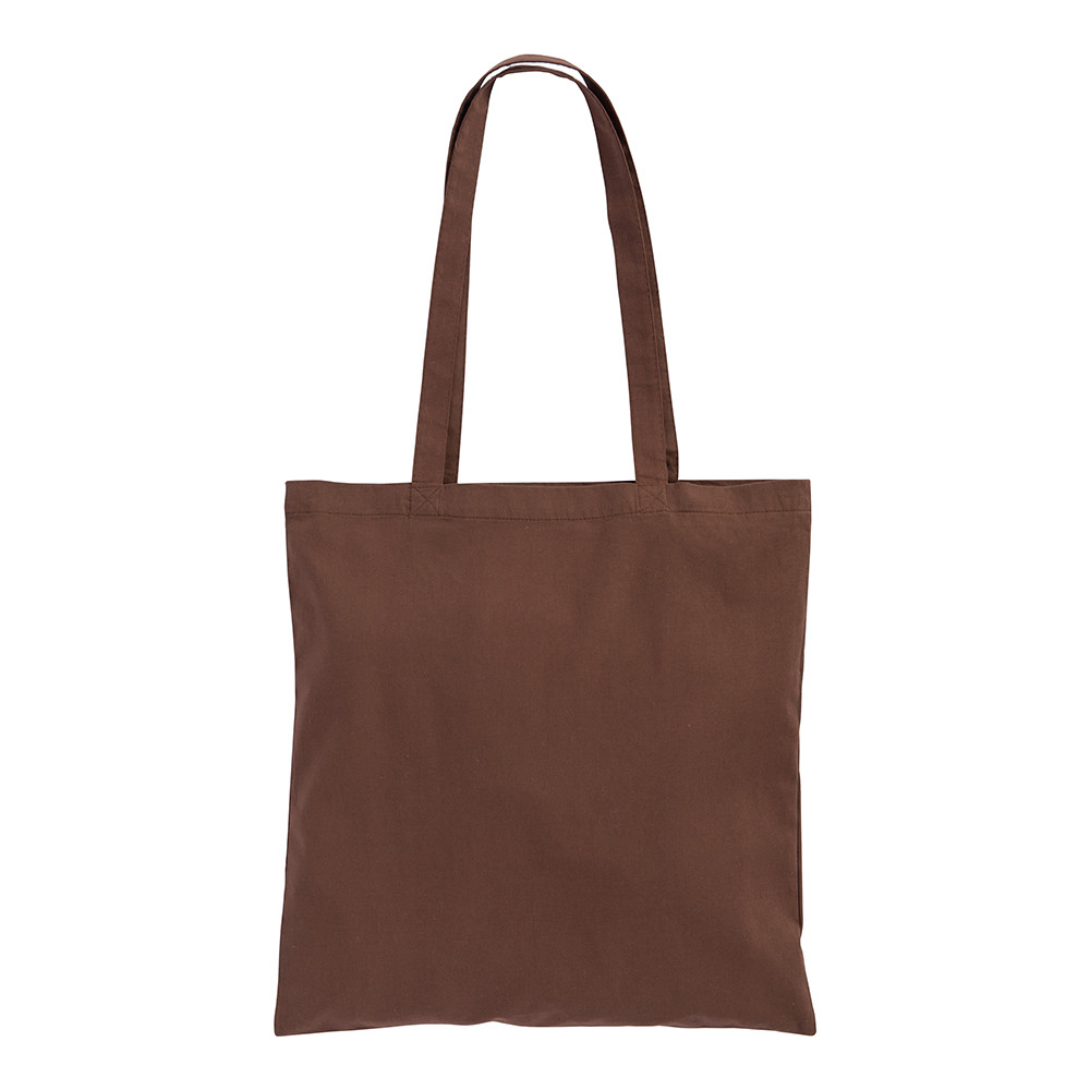 Shopper in cotone marrone con manici lunghi