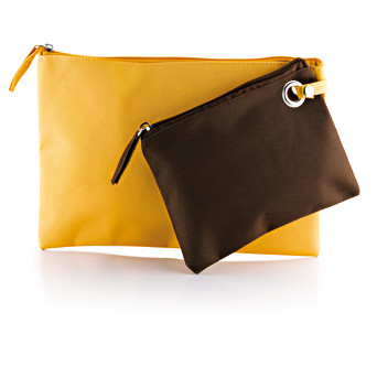 Trousse composto da due buste arancione e marrone