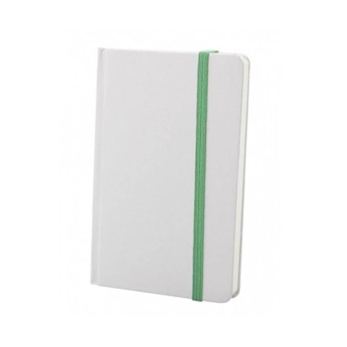 Blocnotes in cartone bianco con elastico verde
