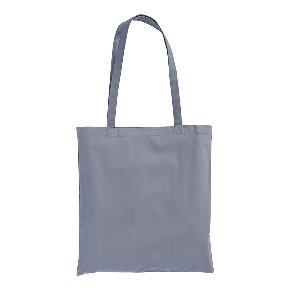 Shopper in cotone grigio con manici lunghi
