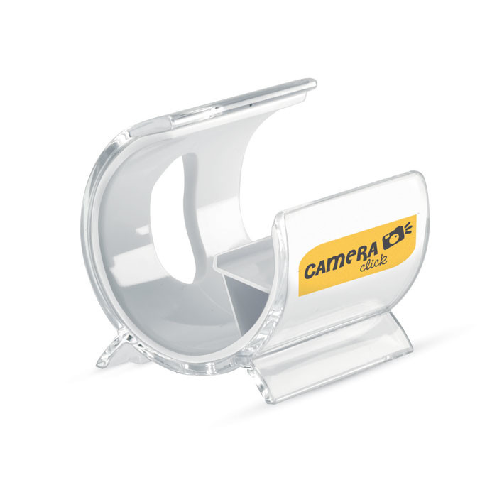 Supporto smartphone in plastica trasparente con logo