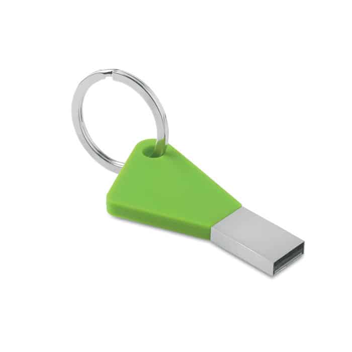 Chiavetta usb verde a forma di chiave con portachiavi