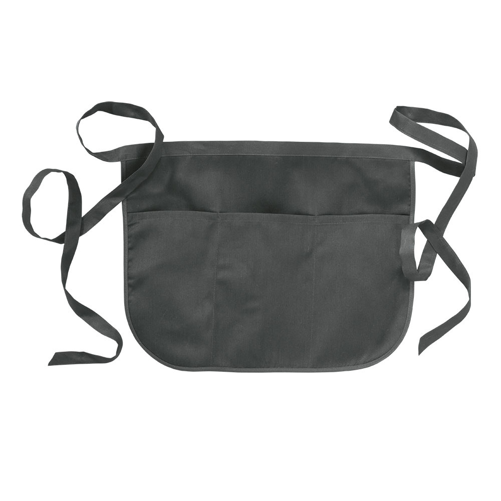 Grembiule grigio in poliestere con tre tasche frontali