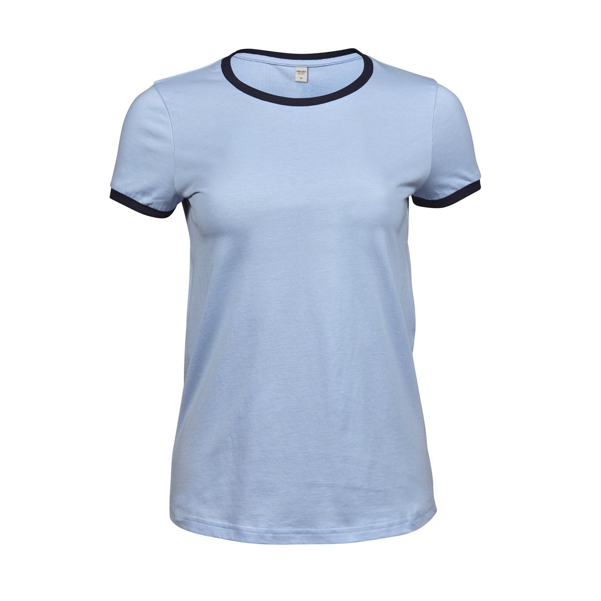 Maglia azzurra in cotone con manica corta e girocollo