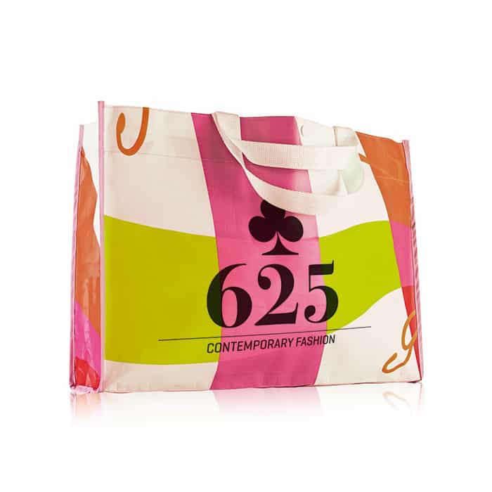 Shopper da supermercato con manici lunghi e logo