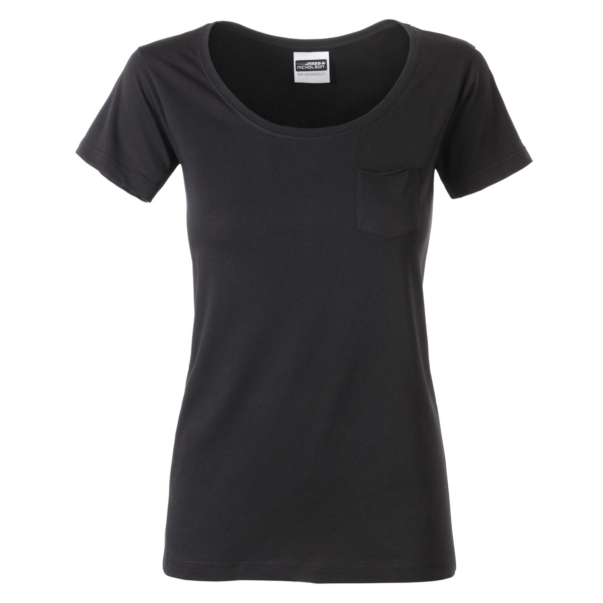 Tshirt donna manica corta nera con taschino laterale