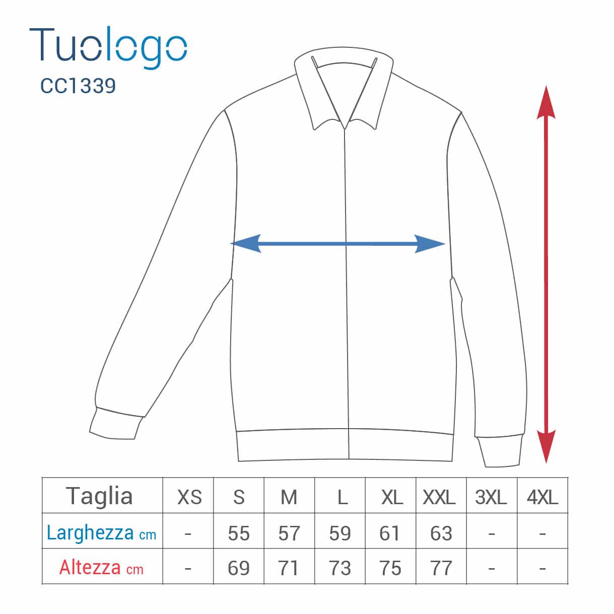 Tabella misure altezza e larghezza