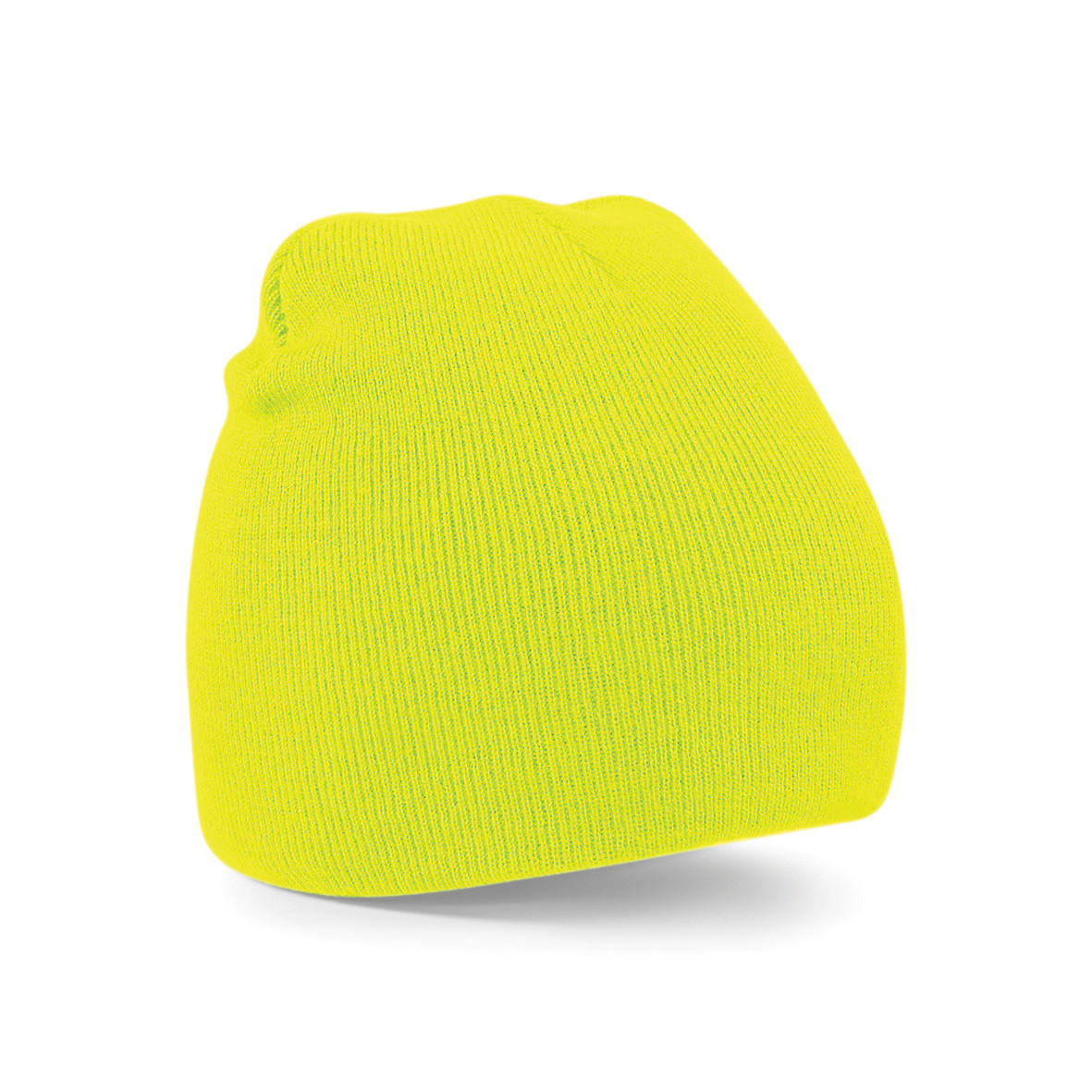 Cappellino senza risvolto in acrilico di colore giallo fluo