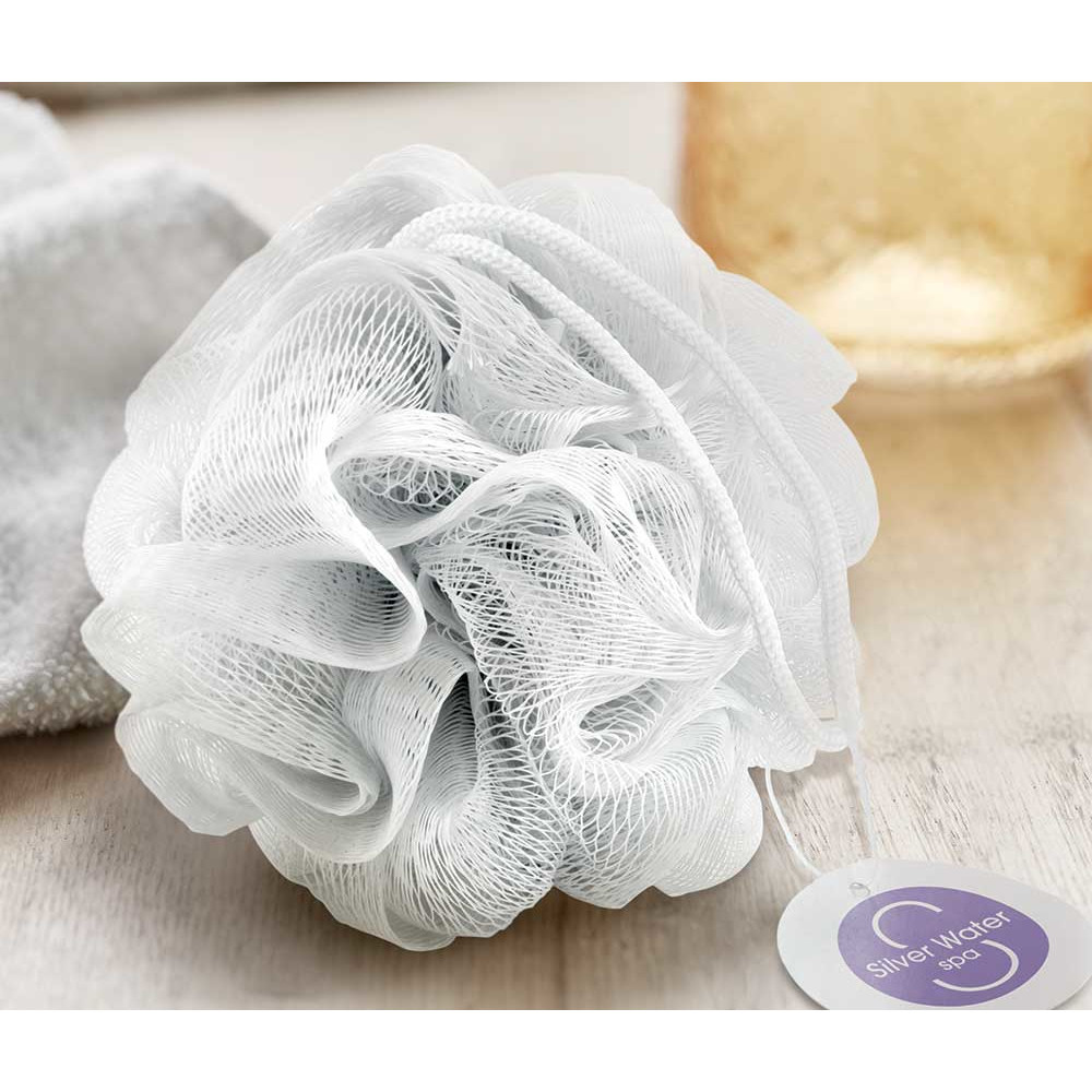 Spugna da doccia bianca con laccetto