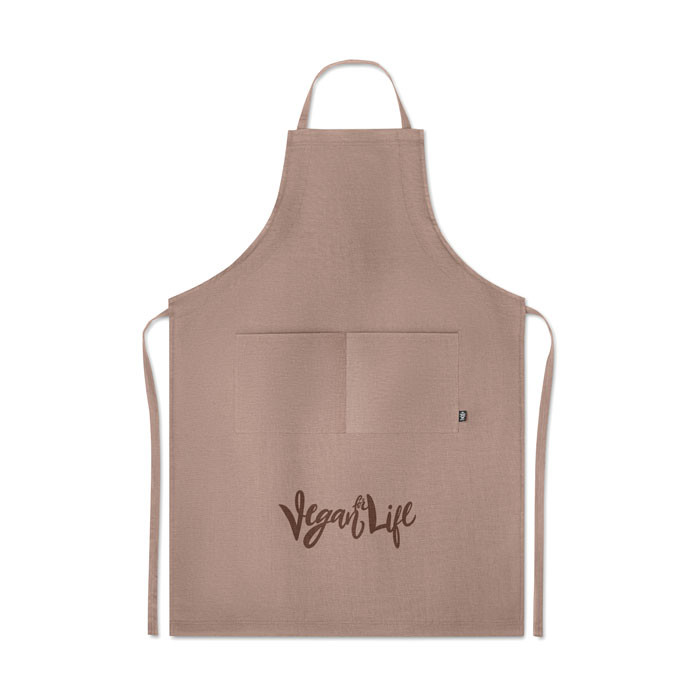 Grembiule da cucina in canapa beige con logo