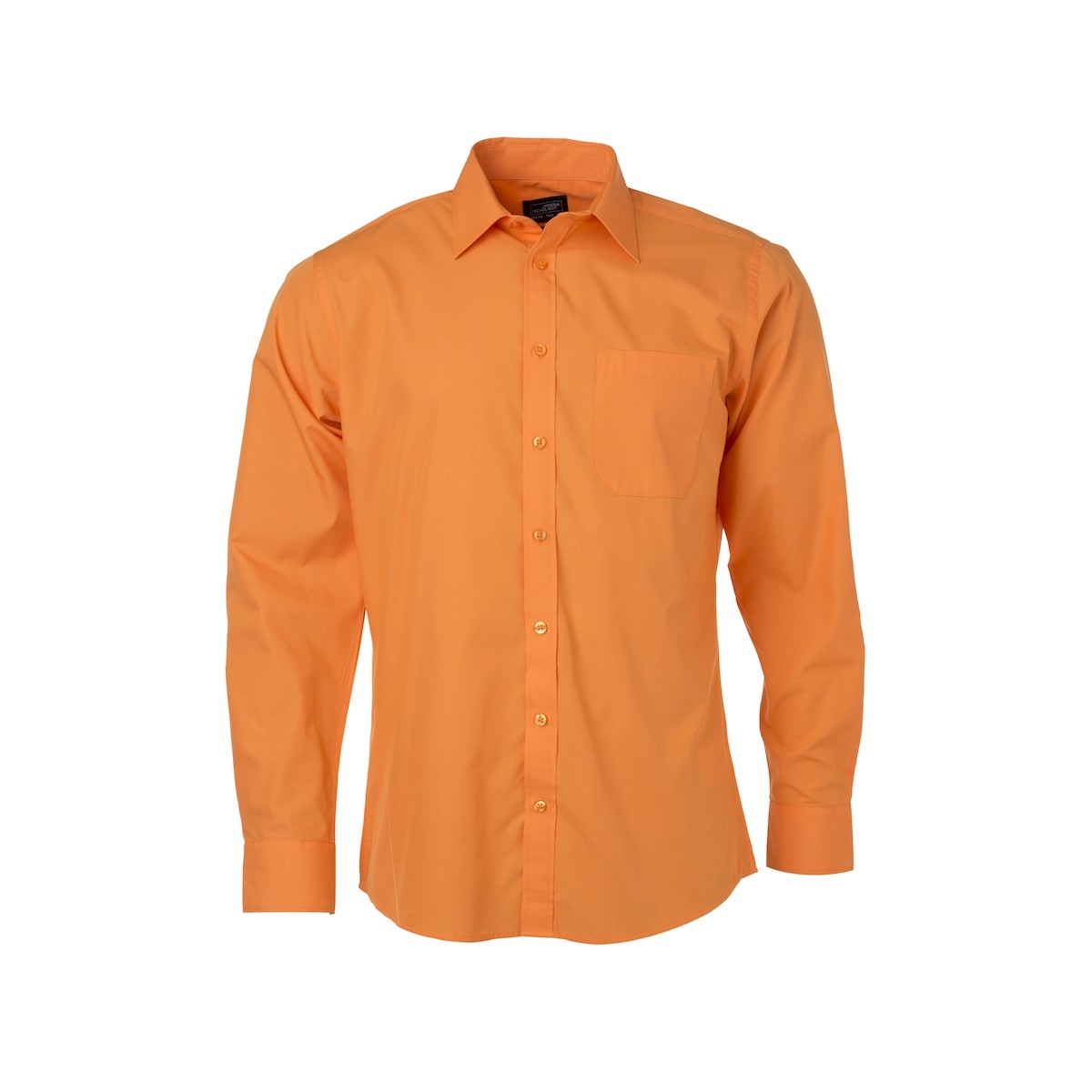 Camicia da uomo manica lunga arancio con bottoni in tinta