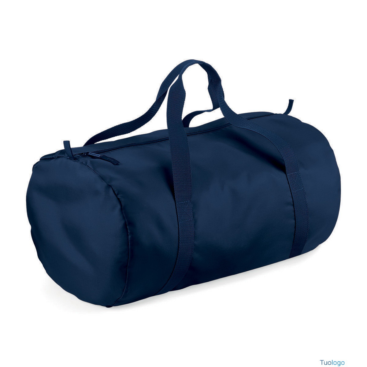 Borsa da sport blu scura 100% poliestere con doppio manico e apertura con zip