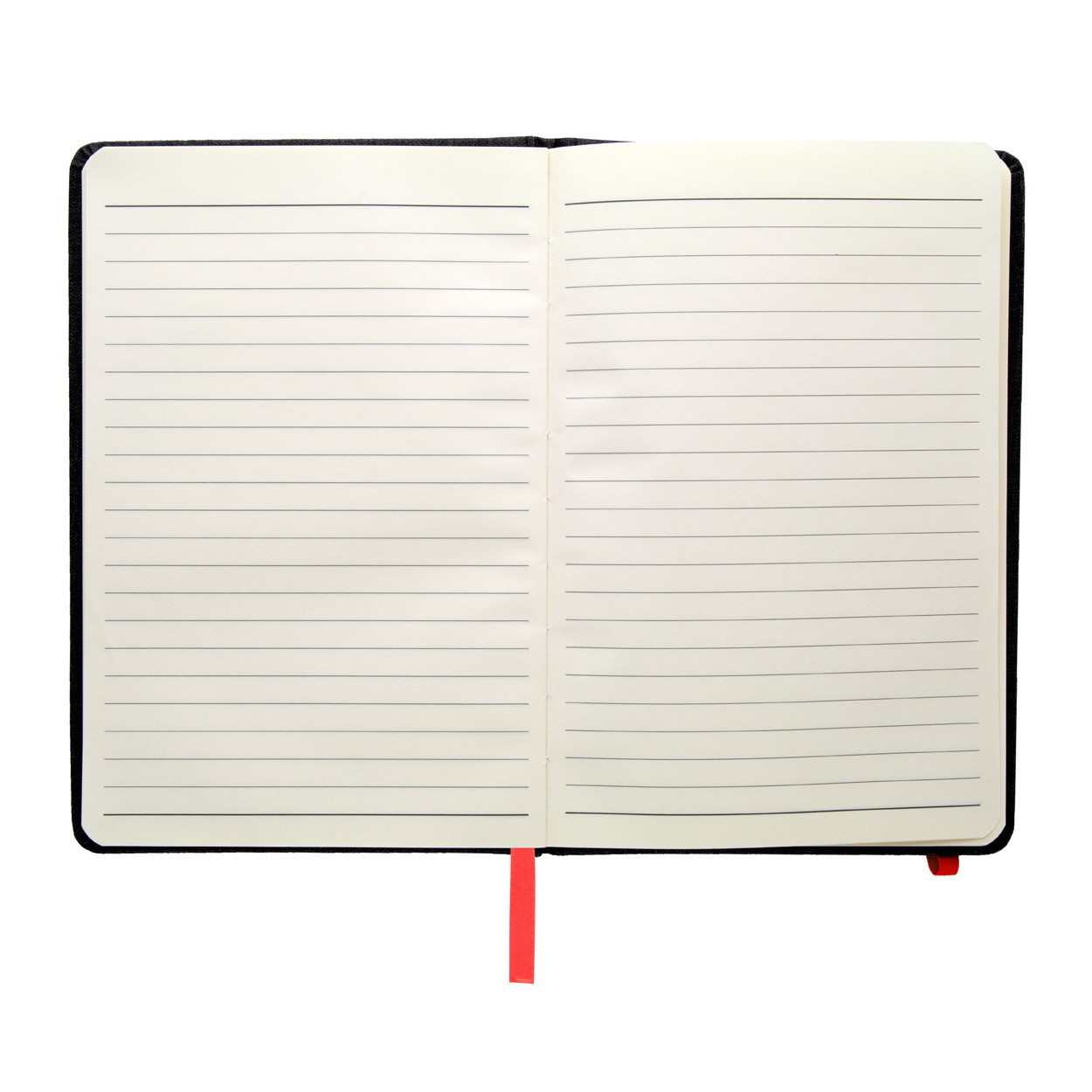 Bloc notes con copertina in similpelle nera con elastico, portapenne e segnalibro azzurro