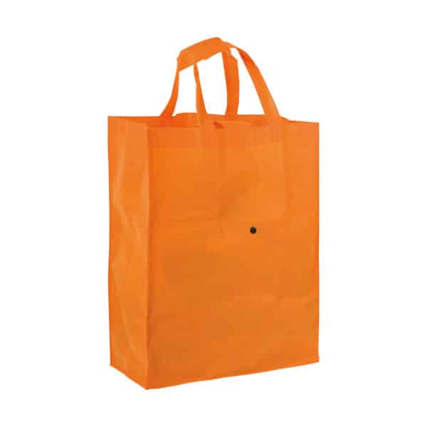 Shopper richiudibile in tnt arancione con manici corti