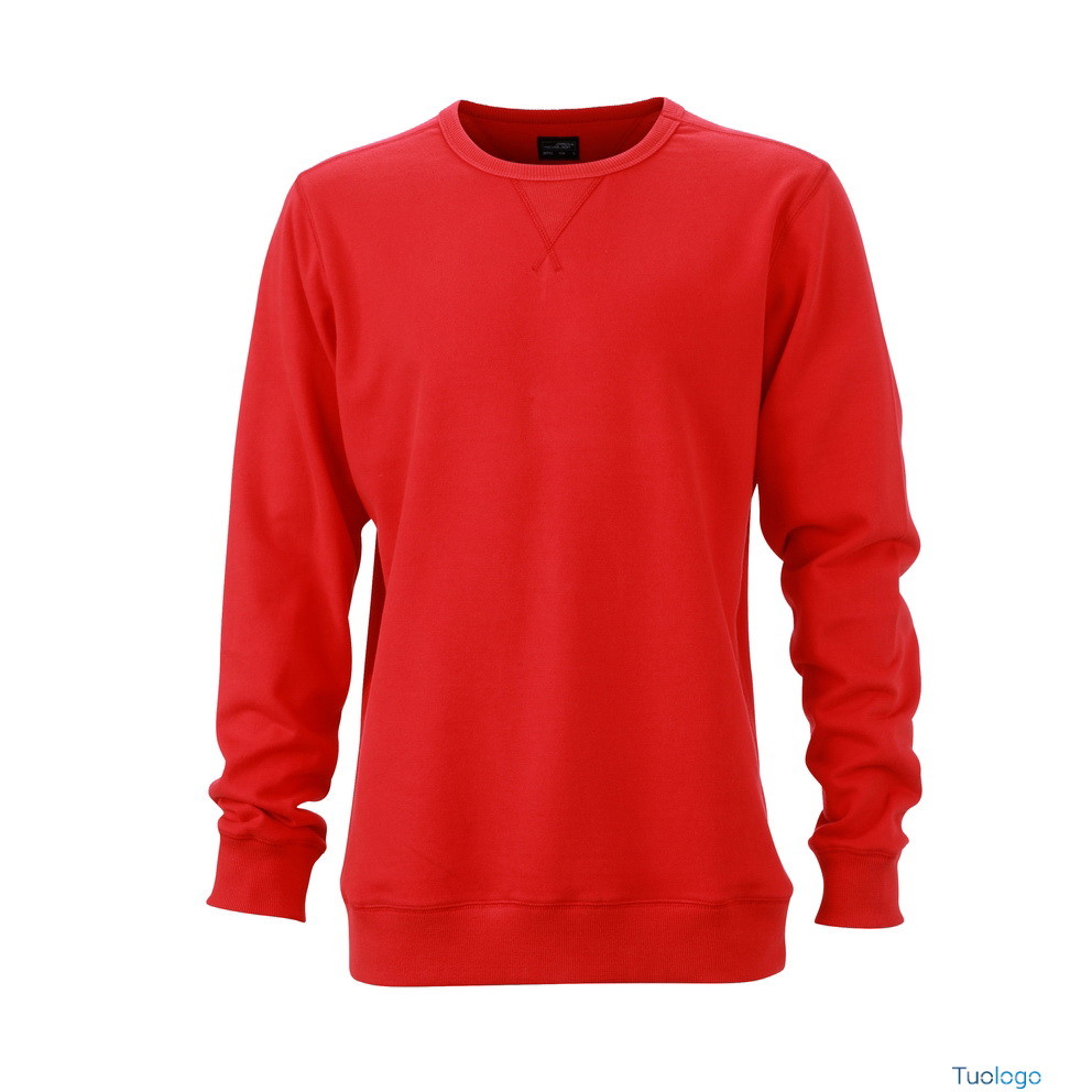 Felpa rossa in cotone con cucitura sul girocollo