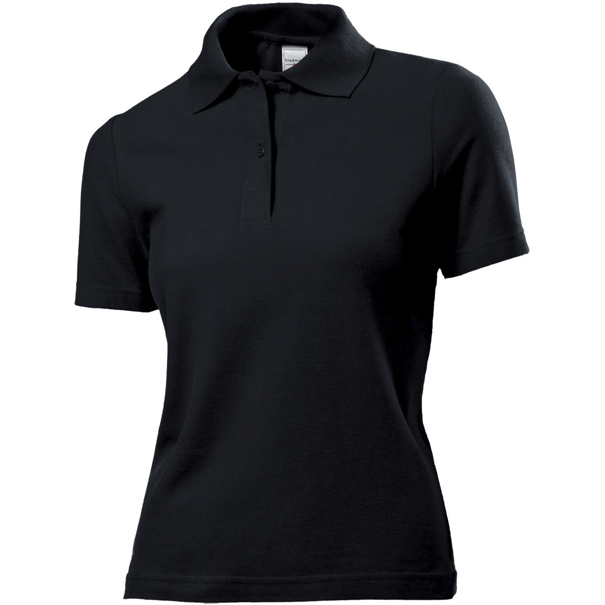 Polo da donna nera manica corta con due bottoni 100% cotone