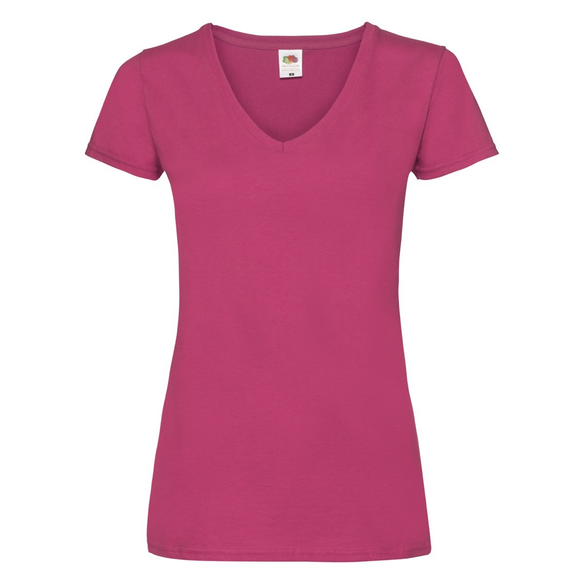 Tshirt da donna rosa in cotone manica corta con scollo a V