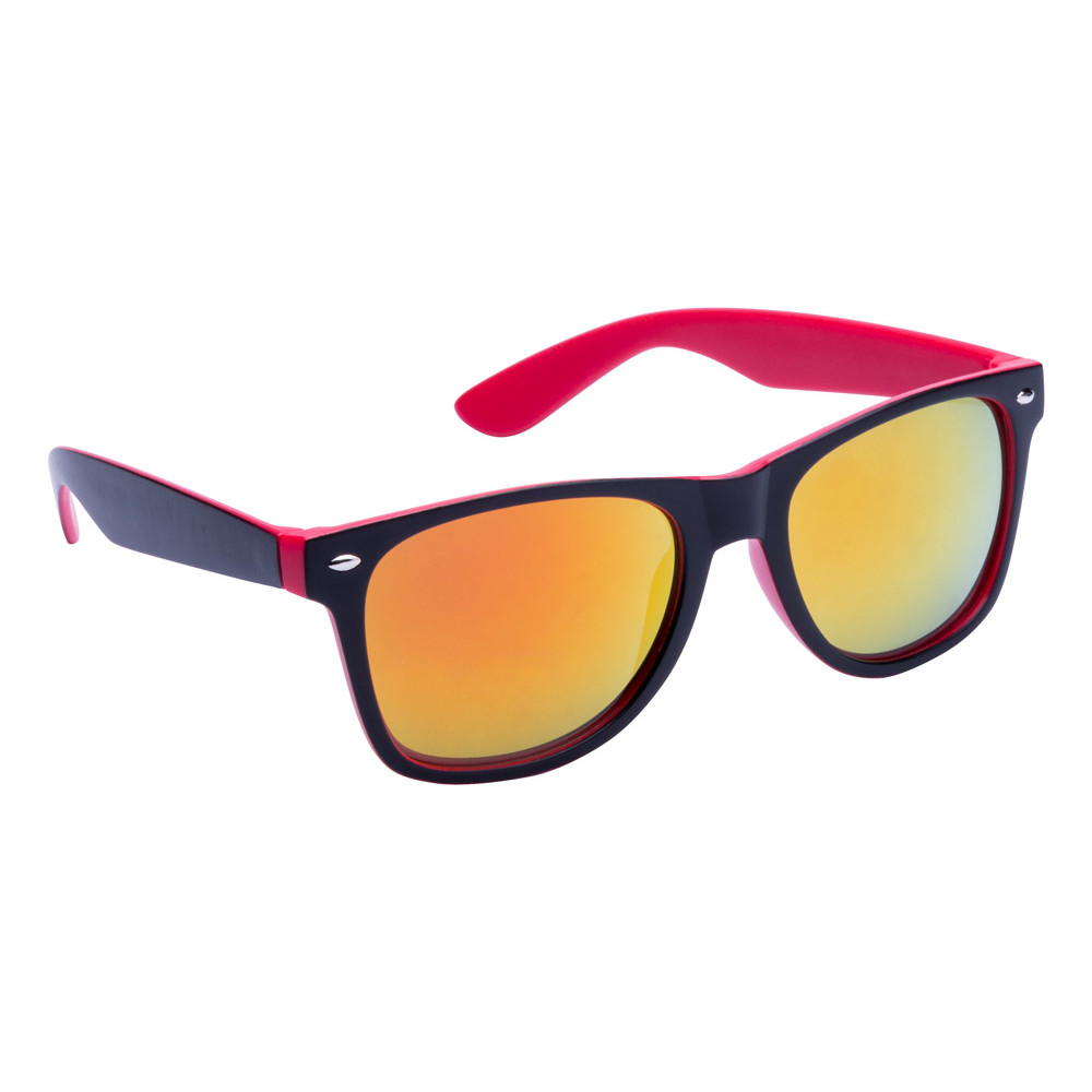 Occhiali da sole in plastica rosa con lenti metallizzate