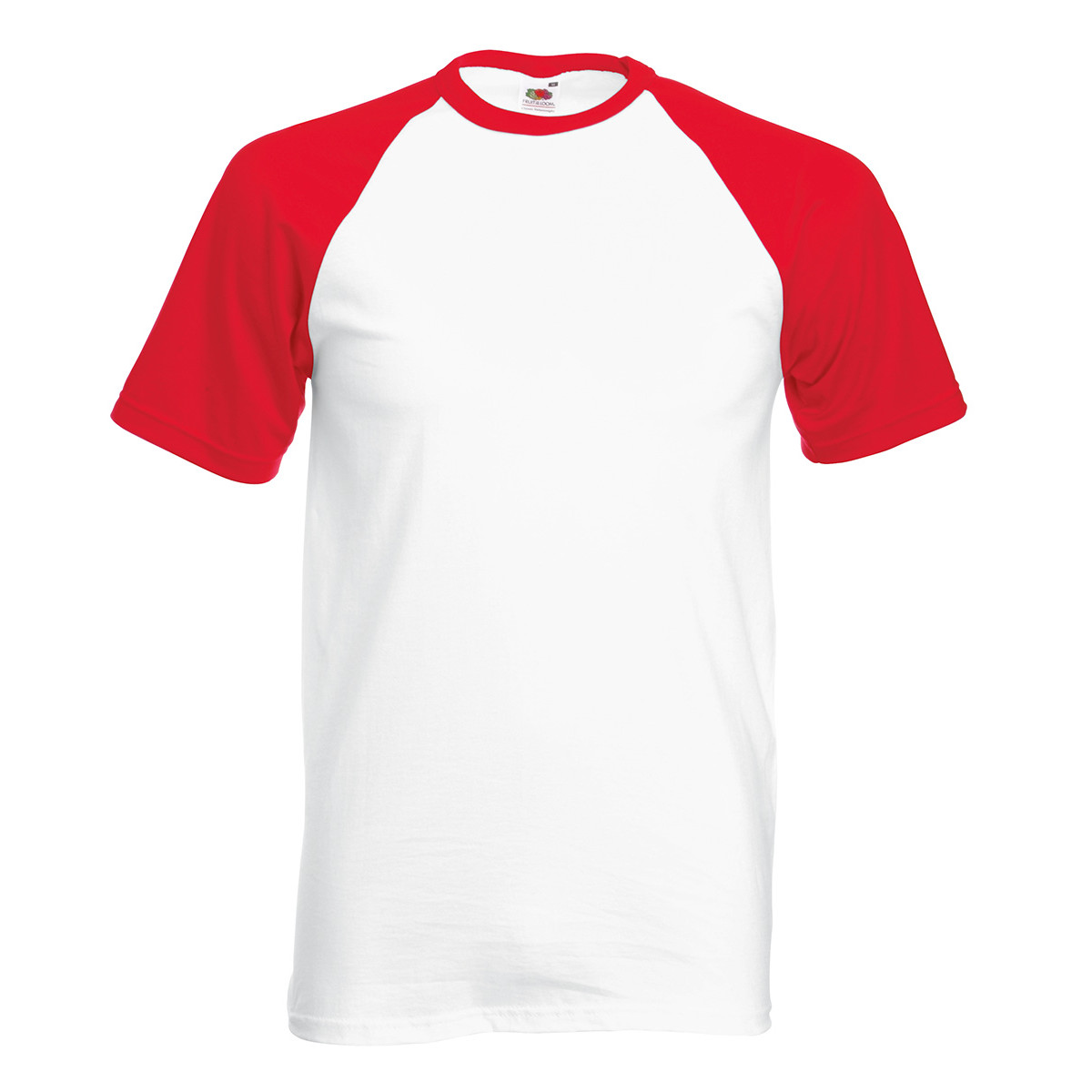 Tshirt unisex in cotone manica corta e girocollo di colore bianco con maniche rosse