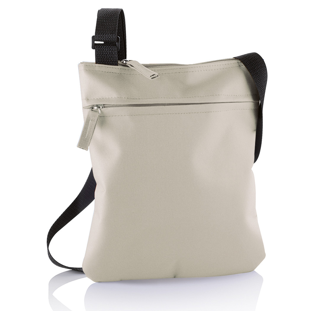 Tracolla bianca con comparto principale e tasca frontale con zip