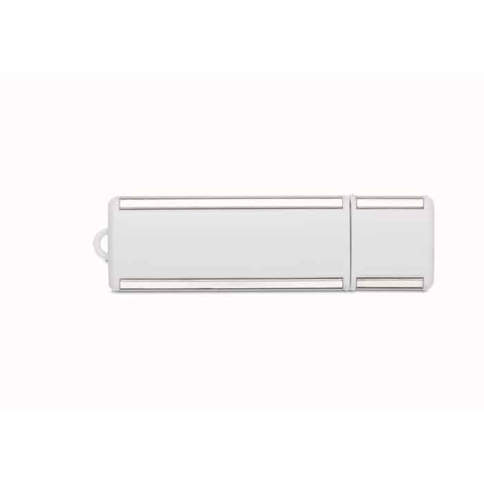 Chiavetta usb bianca in plastica con rifinitura in metallo