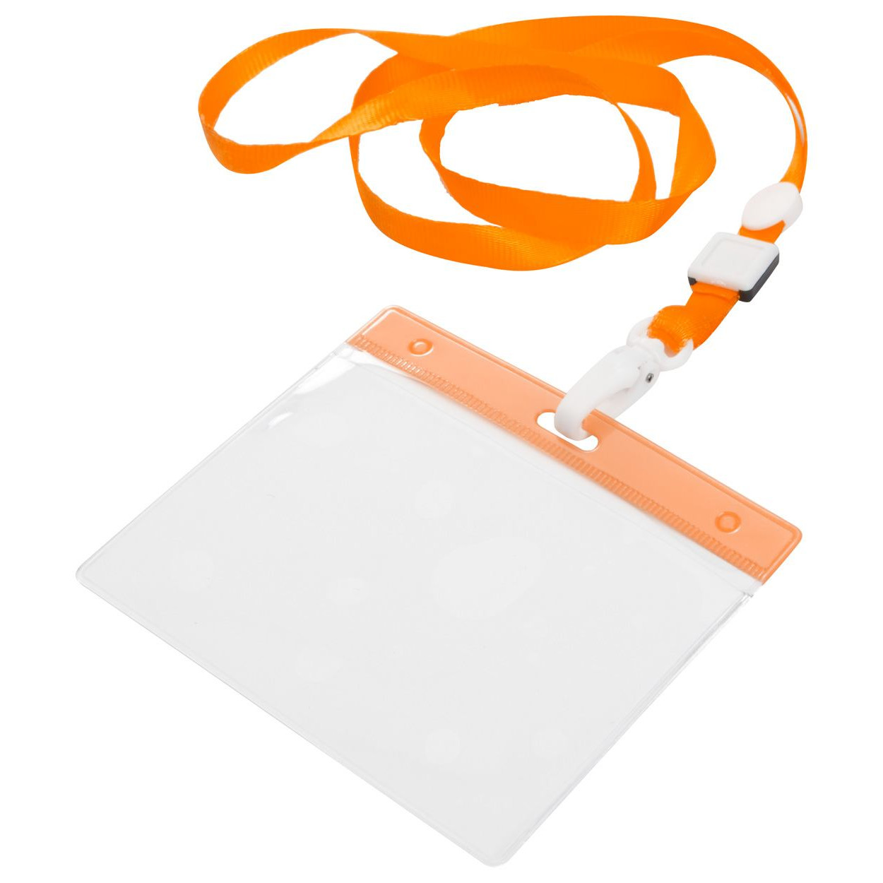 Laccetto portabadge arancione in poliestere con bustina in pvc
