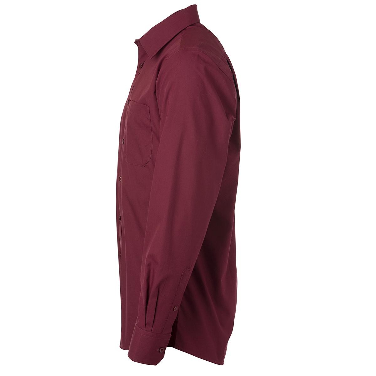 Foto di profilo laterale della camicia uomo manica lunga colore wine