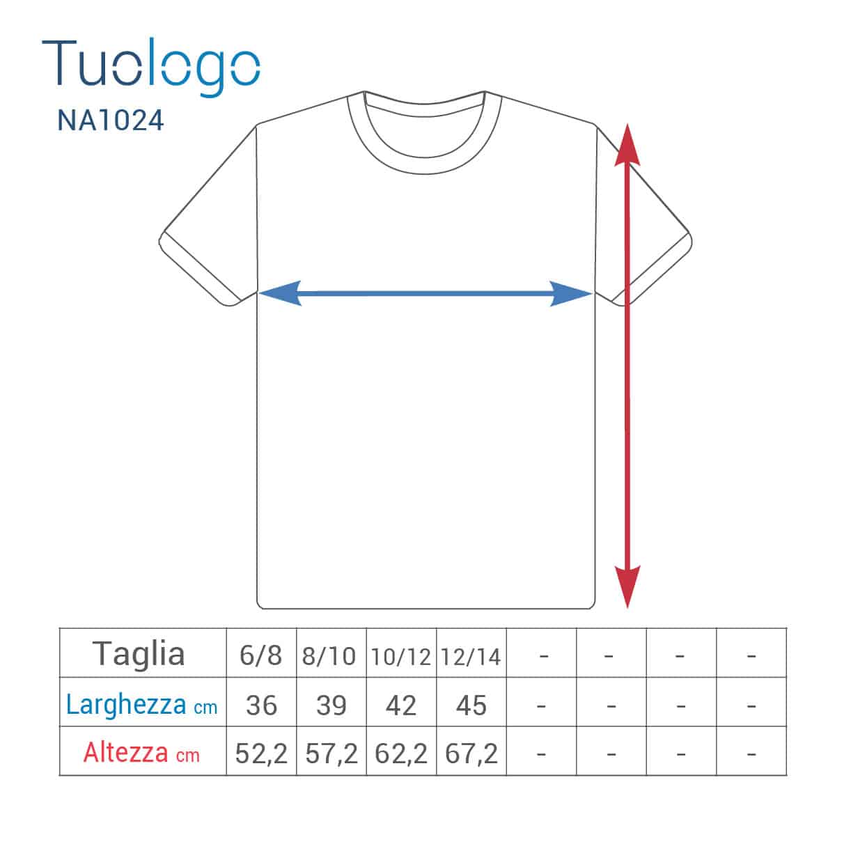 Tabella taglia altezza e larghezza