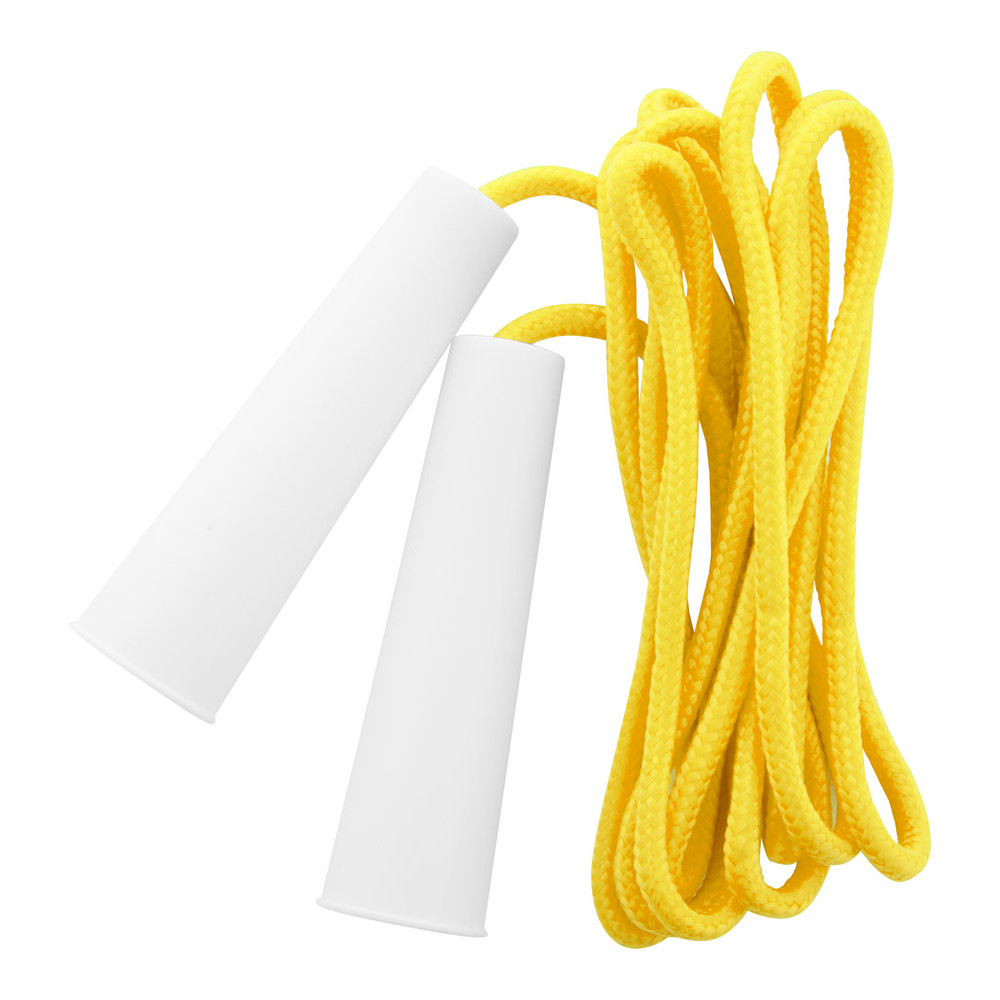 Corda gialla per saltare con manici bianchi