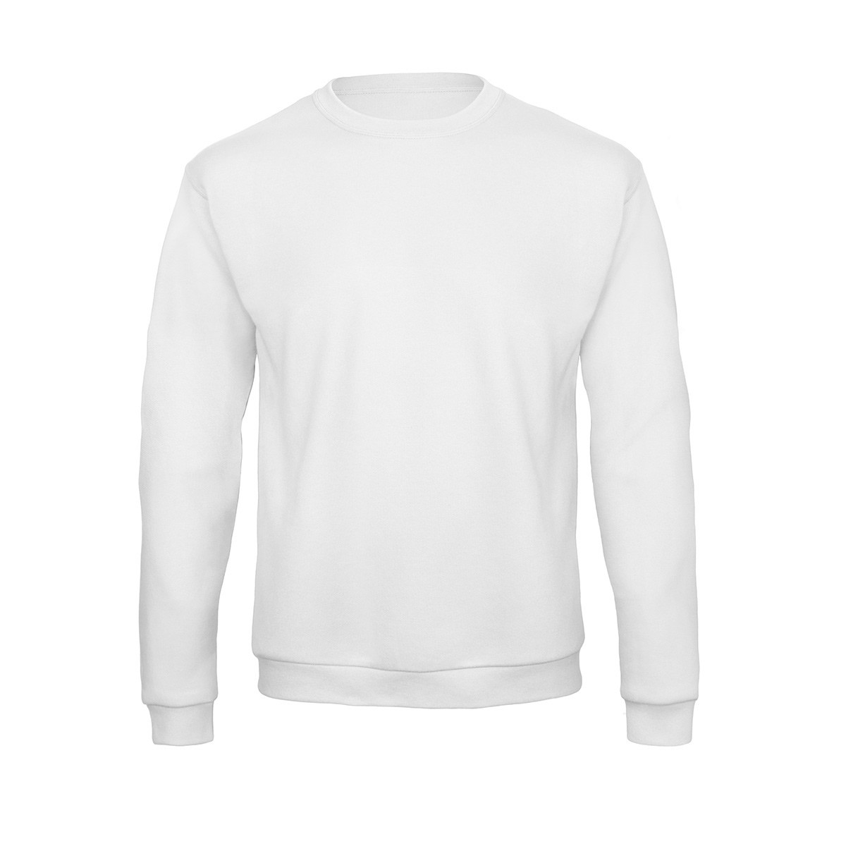 Felpa bianca in cotone/poliestere con girocollo e felpata internamente