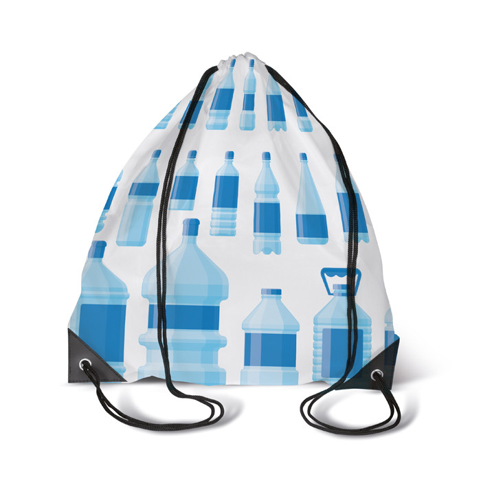 Zainetto in poliestere con angoli in pu con logo