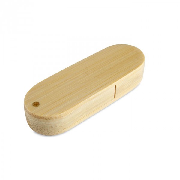 Chiavetta usb in legno chiaro con meccanismo a rotazione