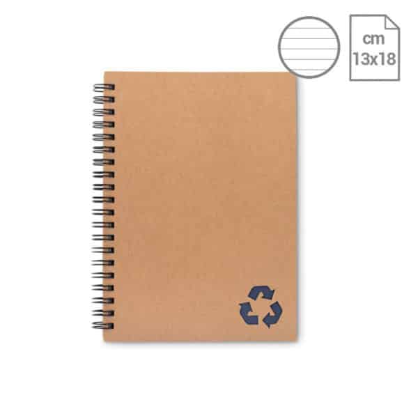 Bloc notes con copertina in cartone riciclato e settanta fogli a righe