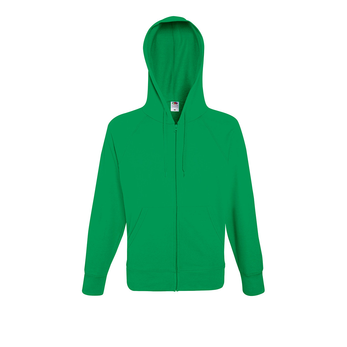 Felpa da uomo verde in cotone con cappuccio e zip