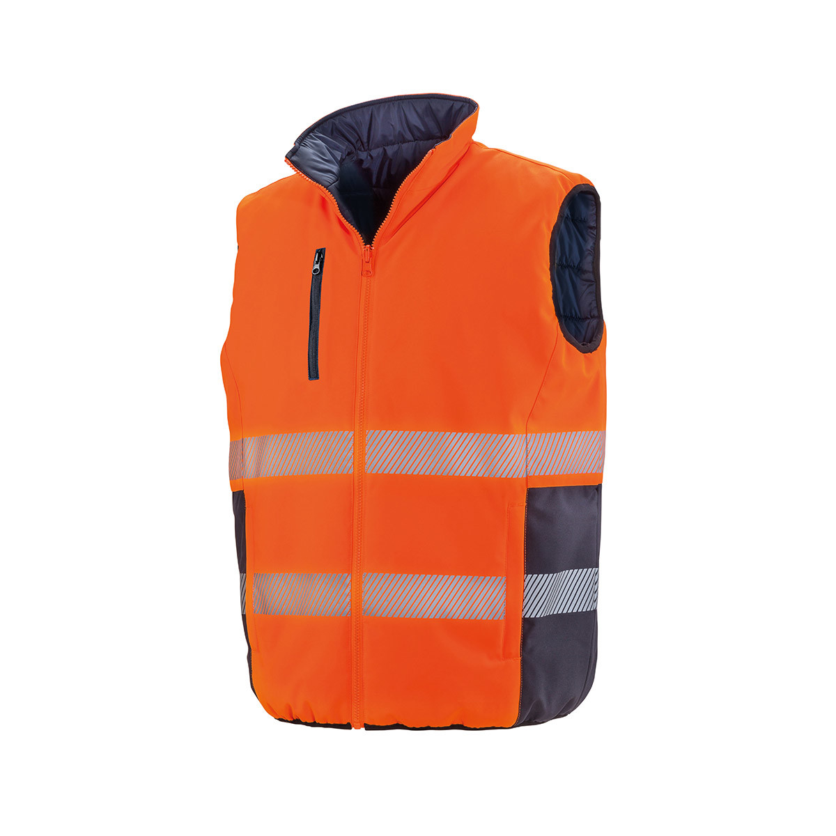 Smanicato arancione con bande catarinfrangenti 100% poliestere