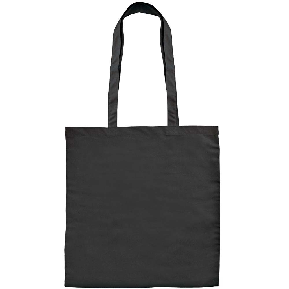 Shopper in canvas nera con manici lunghi